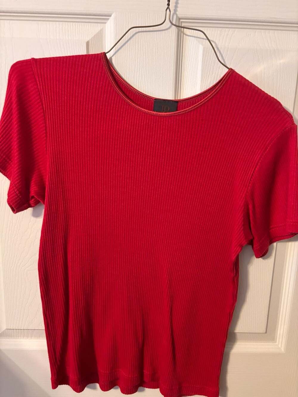 Jenny Buchanan Ribbed T-Shirt Size M Red Short Sleeve Cotton Blend
